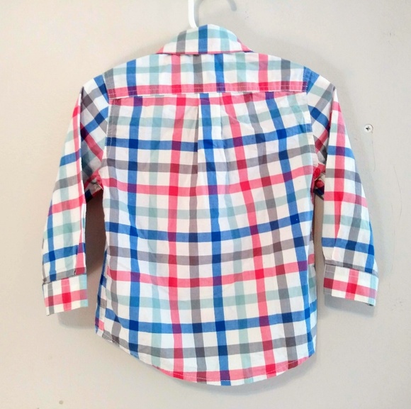 Mini Boden Boys Button Down Plaid Poplin EUC - Picture 2 of 2